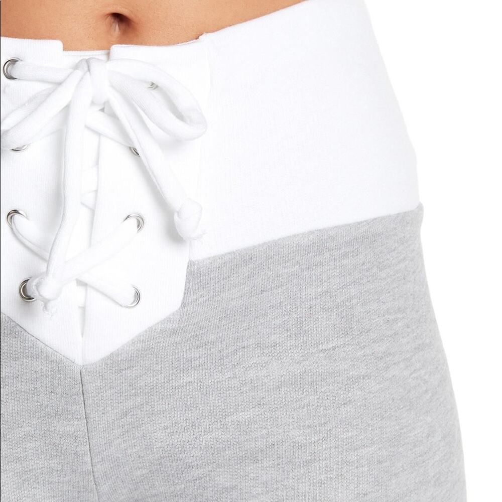 WILDFOX Contrast Fifi Grey And White Lace Up Corset Joggers Sz. XS - Picture 2 of 6